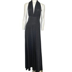 Cefian V-Neck Halter Open Back Maxi Gown Black Size Large NWT